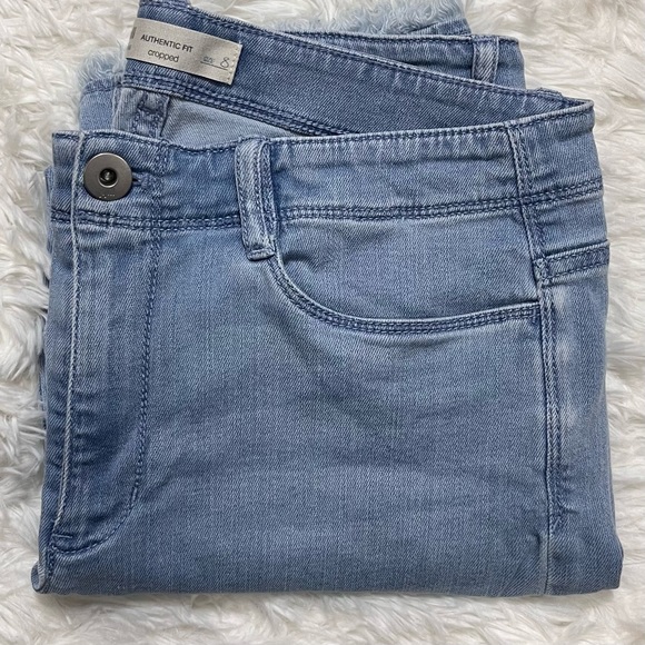 J. Jill Denim - J. Jill Denim Authentic Fit Cropped Light Wash Fringe Bottom Jeans Sz 8 Stretch